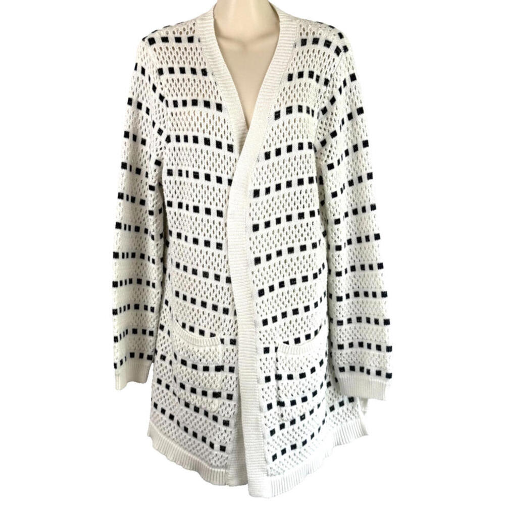 Mia and Tess Womens Cardigan Size L White and Blue